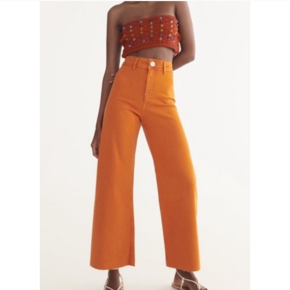 Zara Orange Flare & Wide Leg Jeans